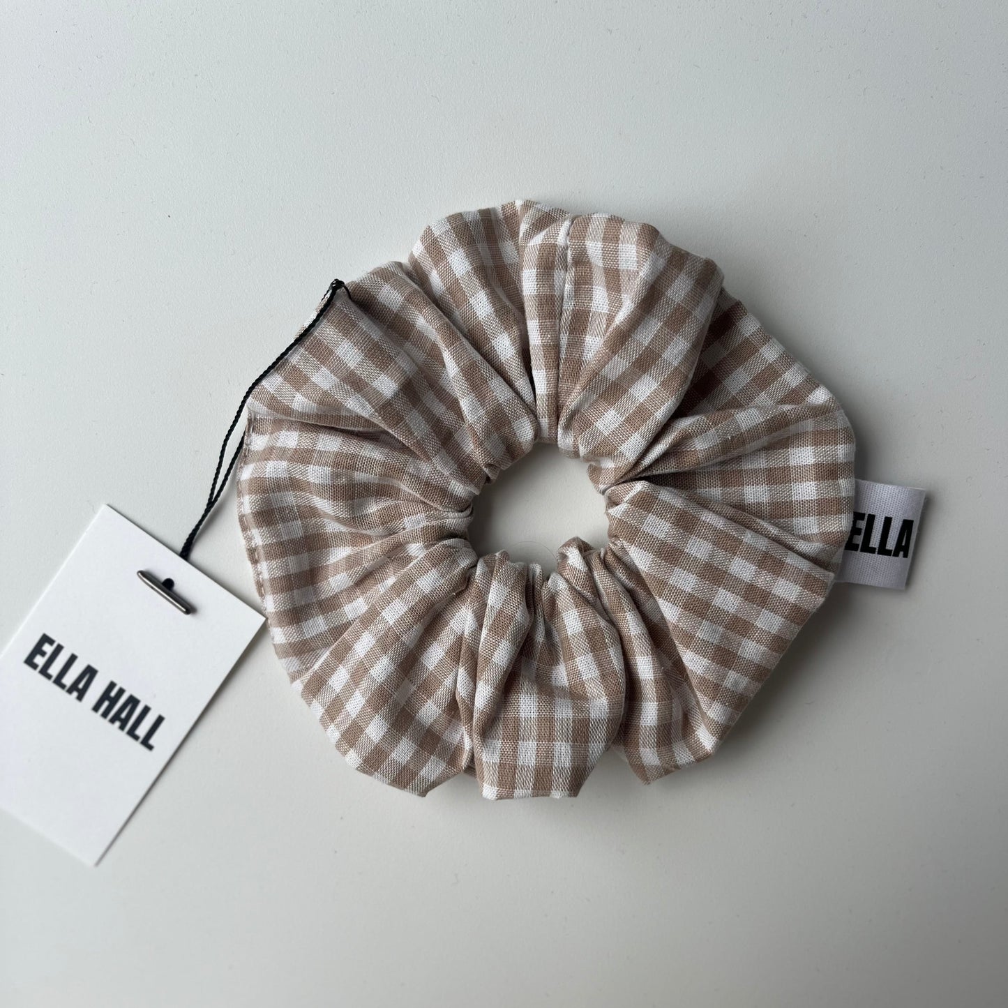 Stone gingham Scrunchie large