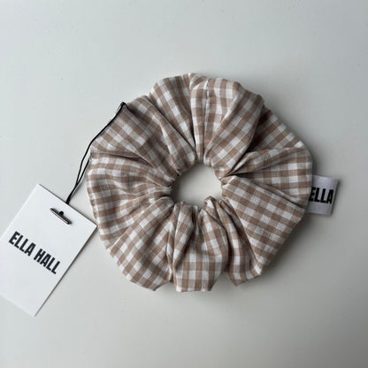 Stone gingham Scrunchie large