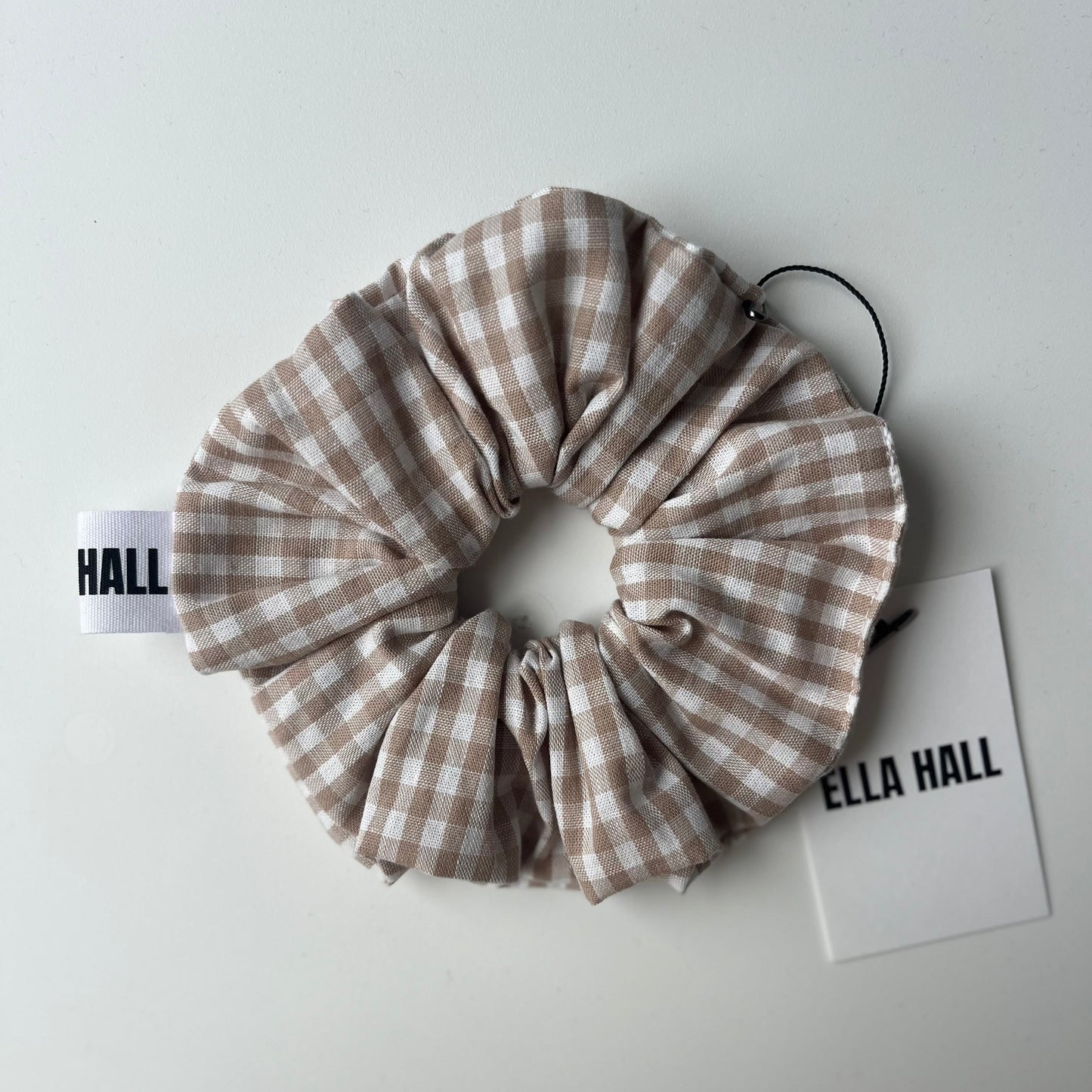 Stone gingham Scrunchie large